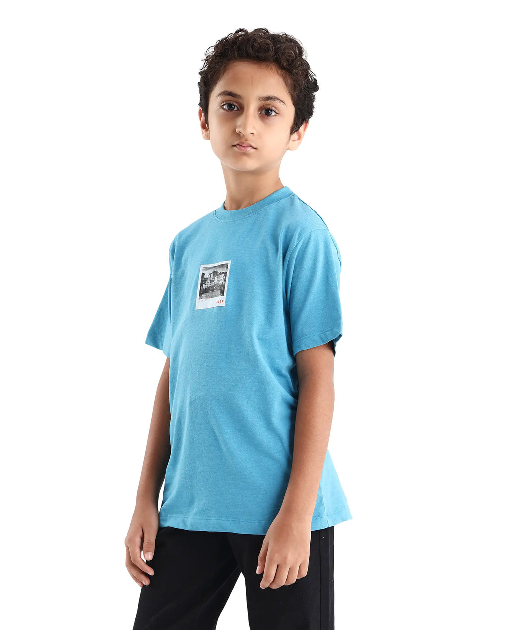 Rare Ones Kids Boaz Turq Cotton Graphic Print Regular Fit T-Shirt