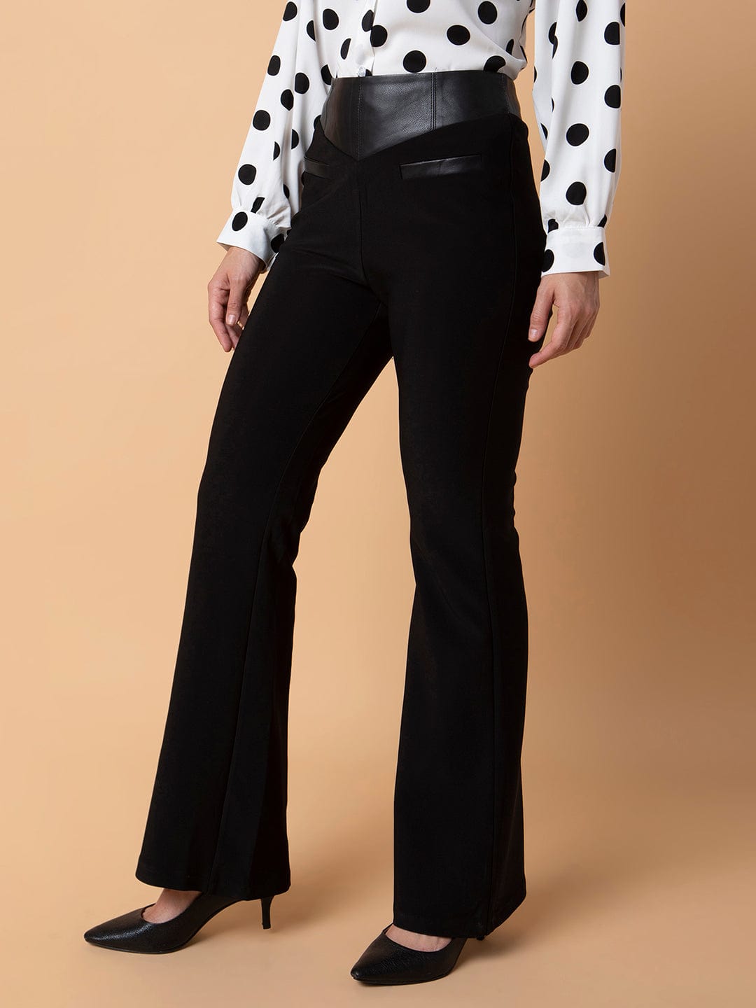 Women's Black Comfort Flared Bootcut Trousers
