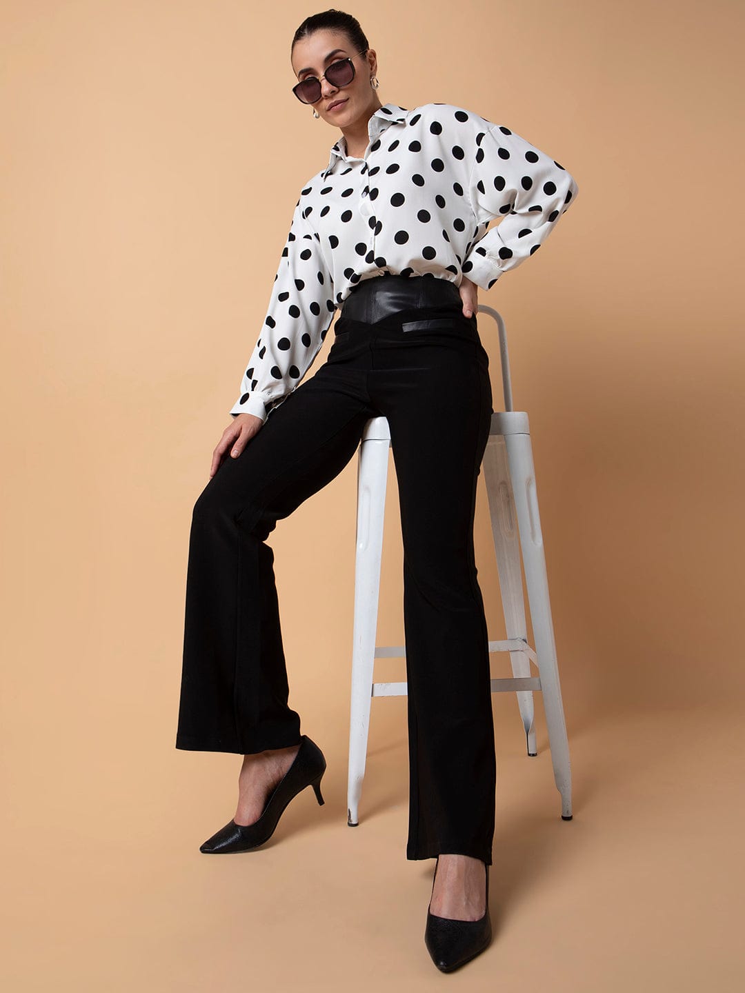 Women's Black Comfort Flared Bootcut Trousers