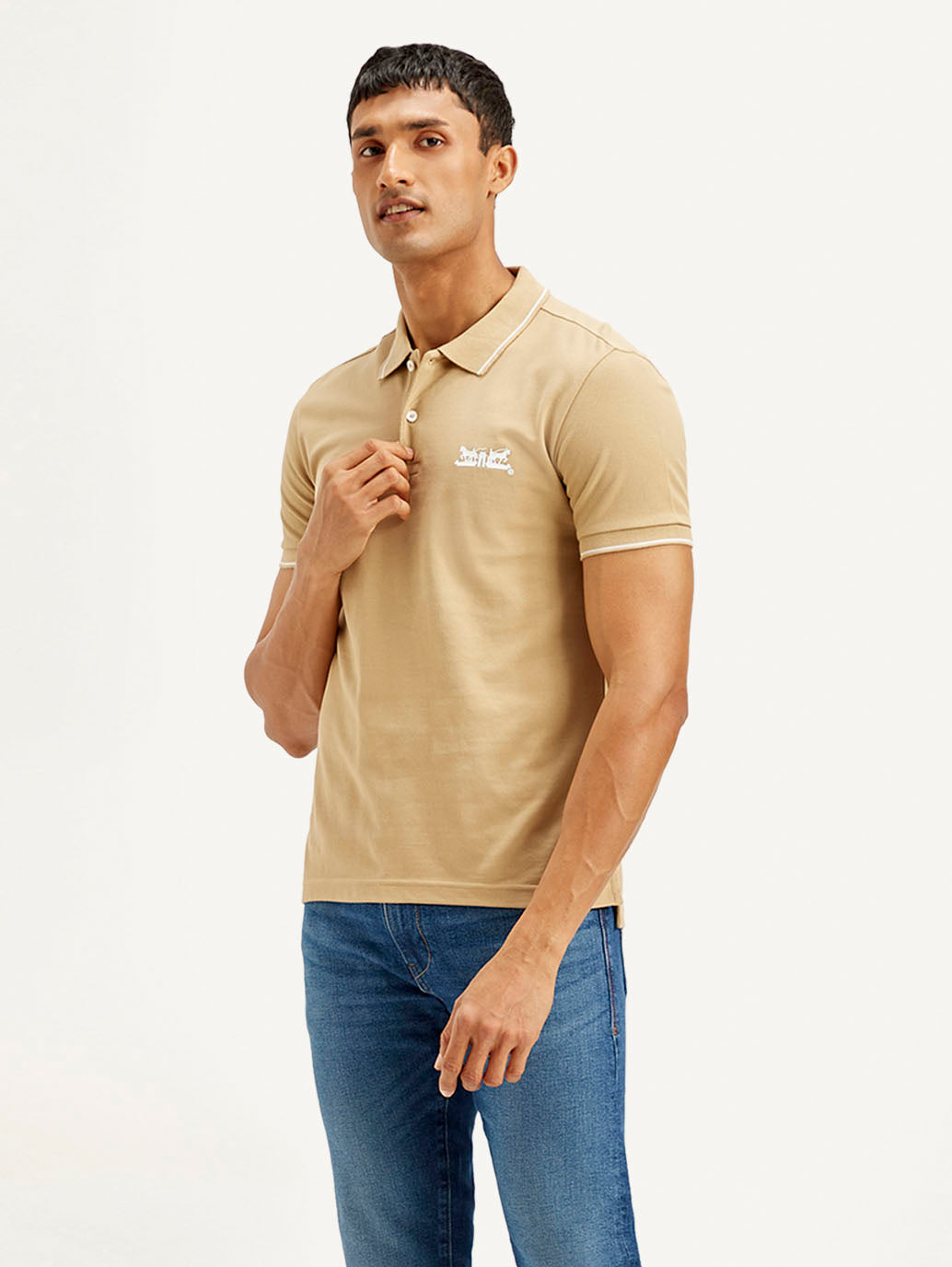 Men's Solid Slim Fit Polo T-shirt