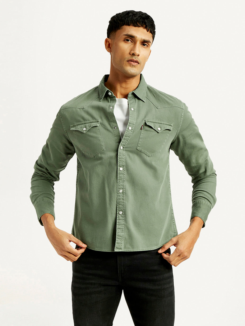 Men's Solid Overdyed Slim Fit Shirt