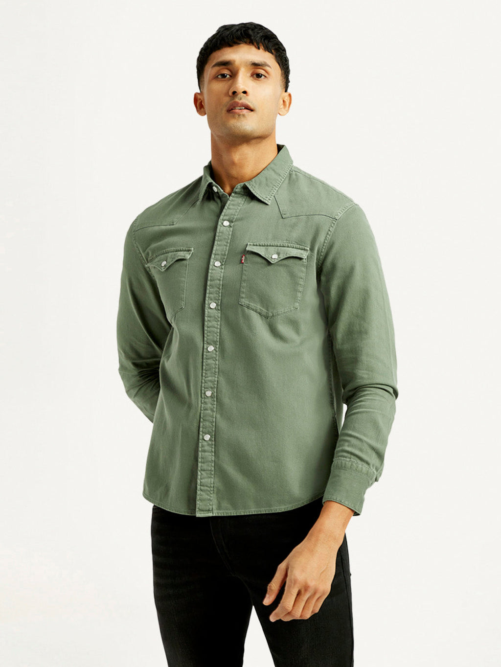 Men's Solid Overdyed Slim Fit Shirt