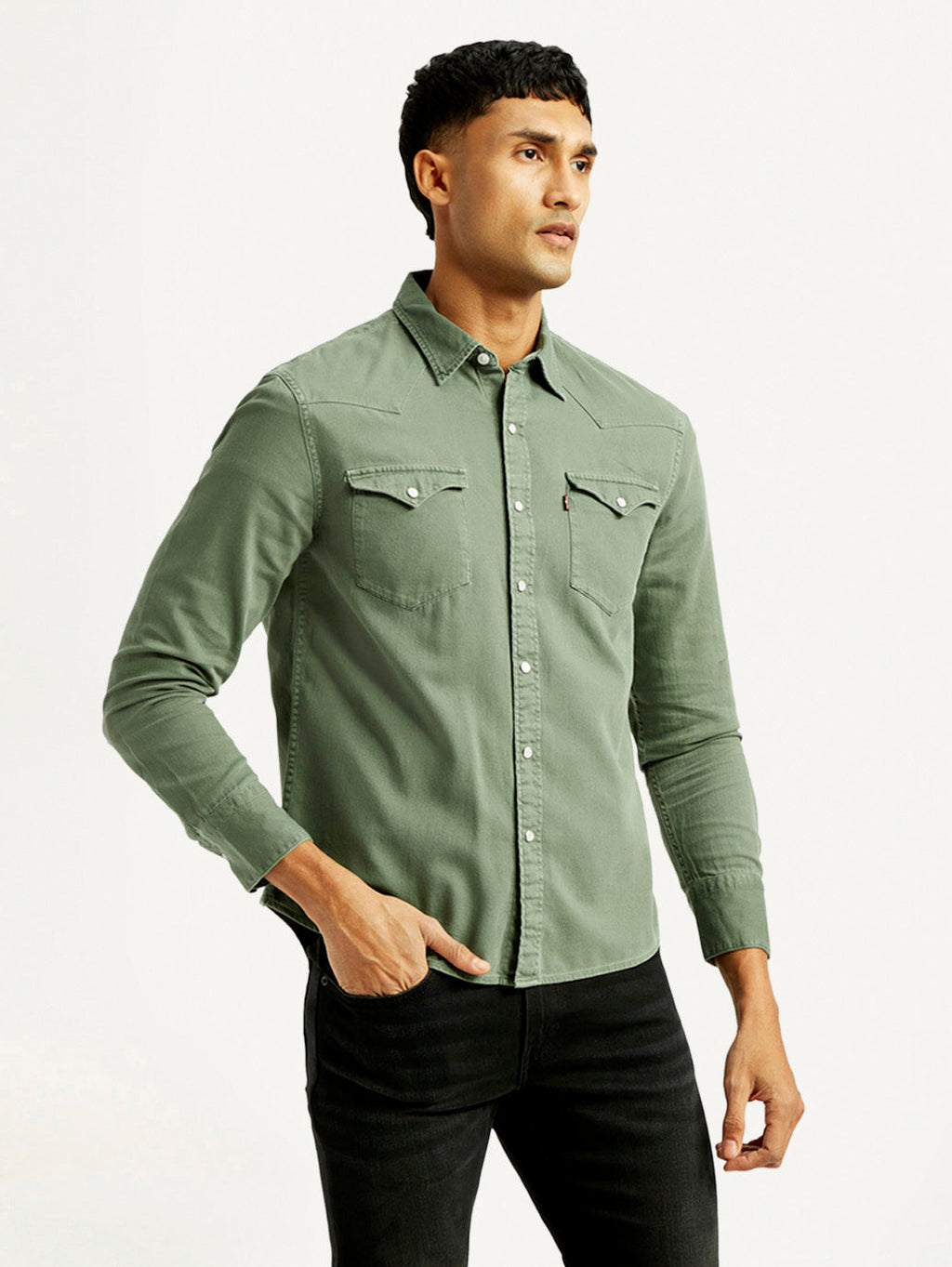 Men's Solid Overdyed Slim Fit Shirt
