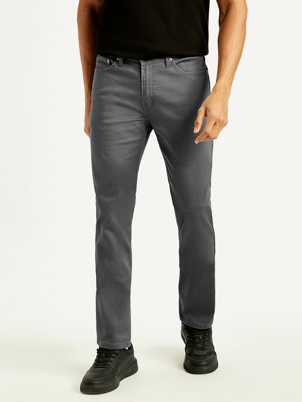 Men's 511 Charcoal Grey Overdyed Slim Fit Mid Rise Jeans