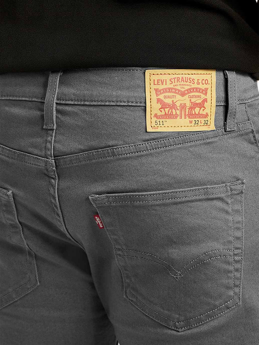 Men's 511 Charcoal Grey Overdyed Slim Fit Mid Rise Jeans