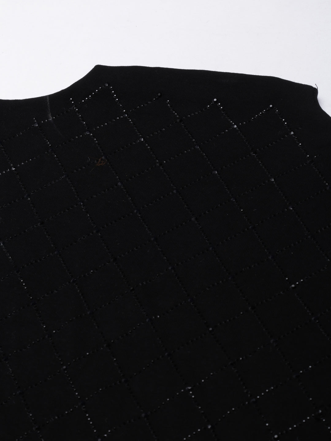 Women's Black Self Design Studded High Neck Top