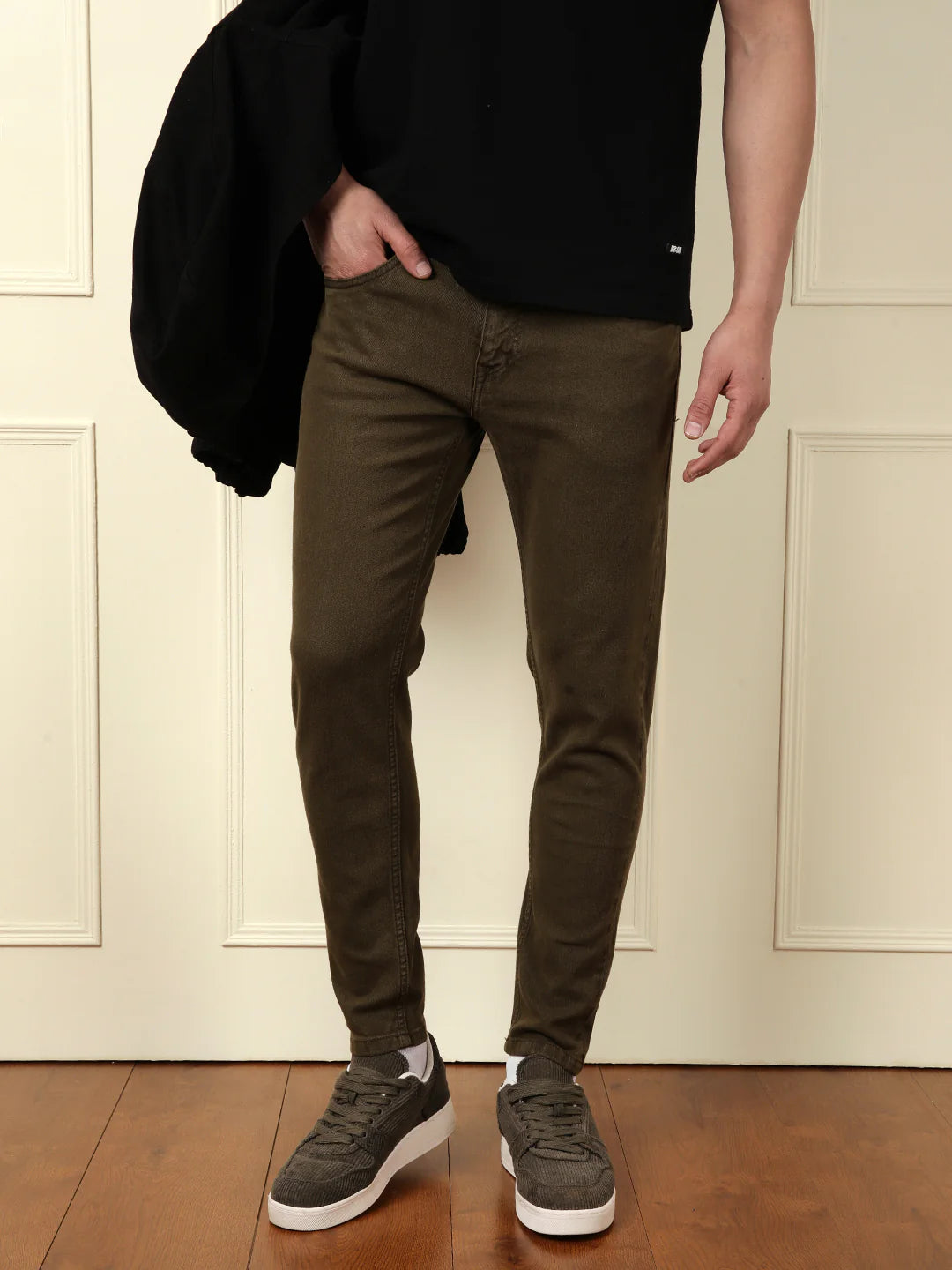 Skinny Crop Coloured Denim Jeans | Olive