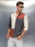 Men's Casual Regular Fit Shirt With Colourblock | Rust