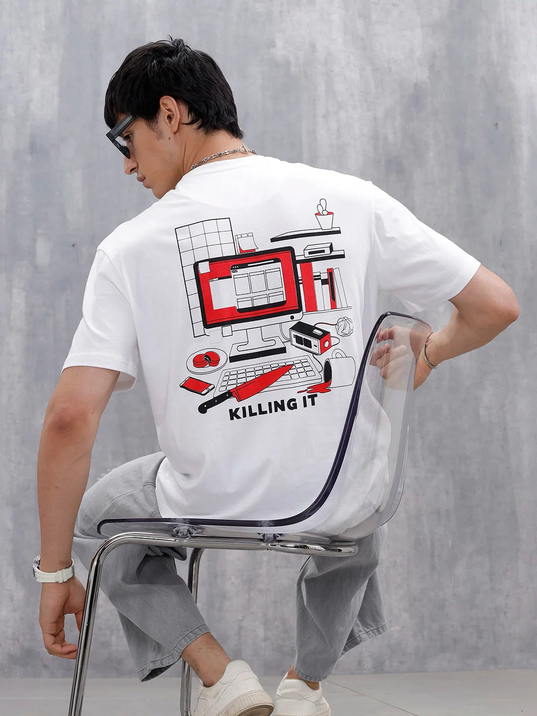 Men’s Casual Oversized Fit Graphic T-Shirt | Brown