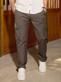 Solid Straight Fit Cargo Trouser | Olive