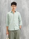 Textured Solid Casual Look Slim Fit Shirt |  Light Green