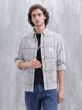 Men Checkered Pattern Oversized Fit Shirt | Grey