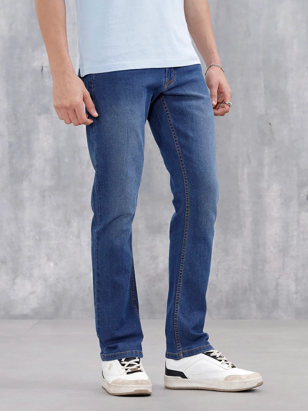 Men's Casual Straight Fit Jeans | Med Stone