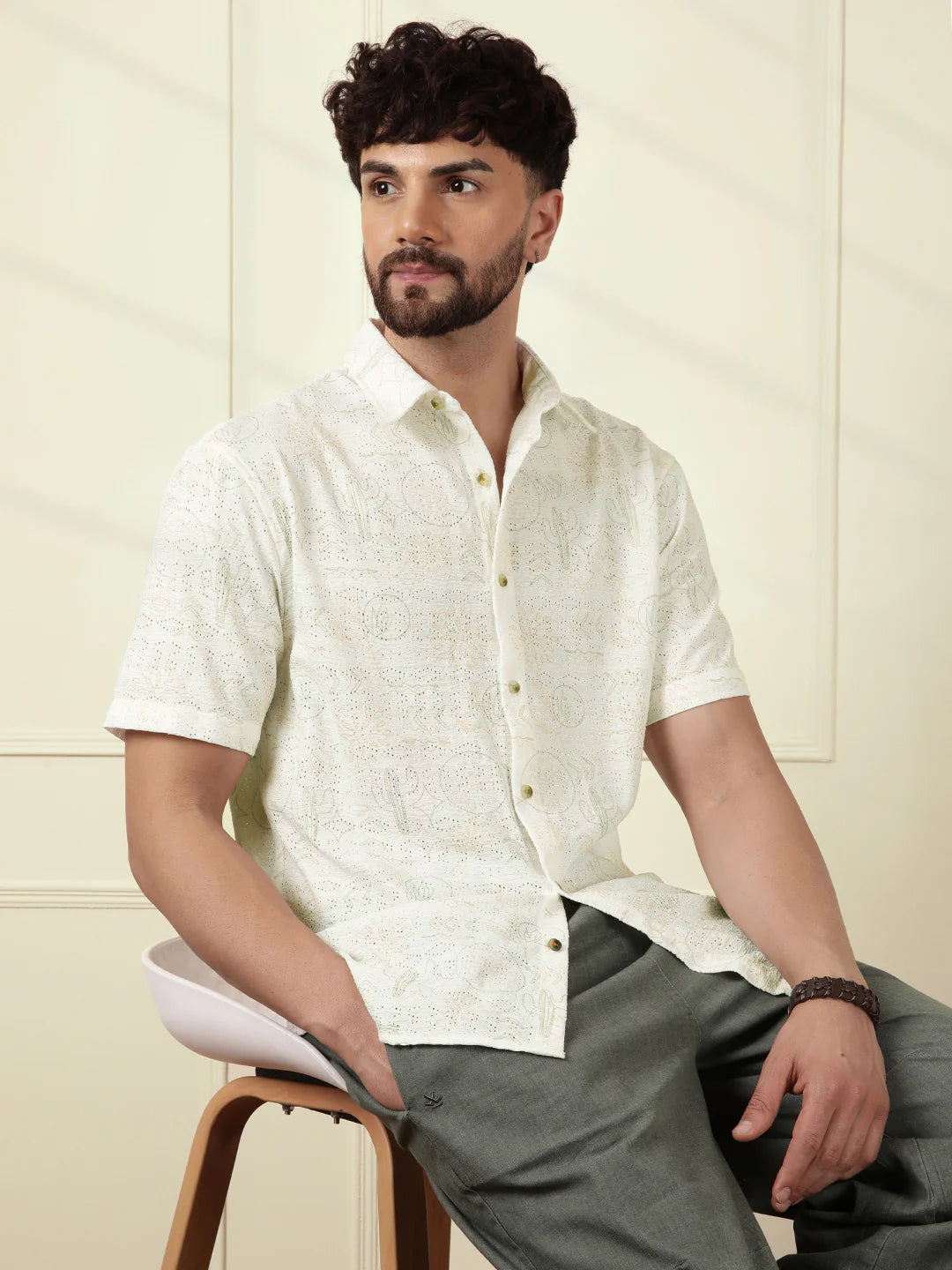 Perforated Light Weight AOP Shirt | Off White