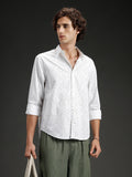 Abstarct aop printed casual comfort fit shirt | White