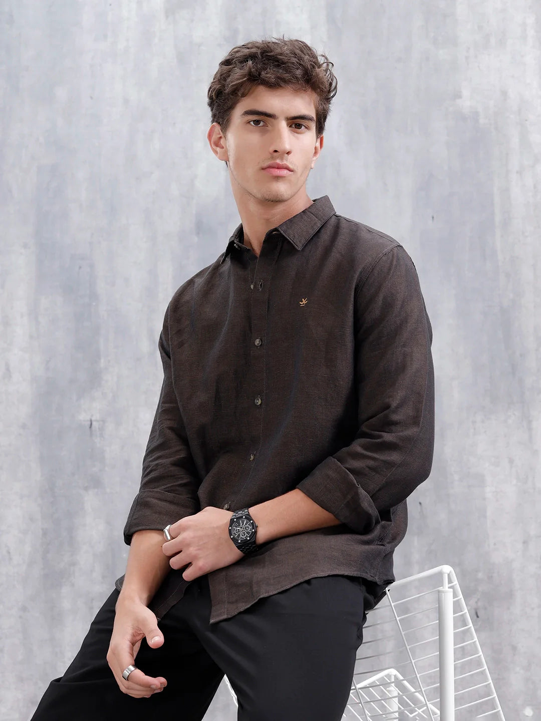 Men's Casual Solid Shirt | Brown