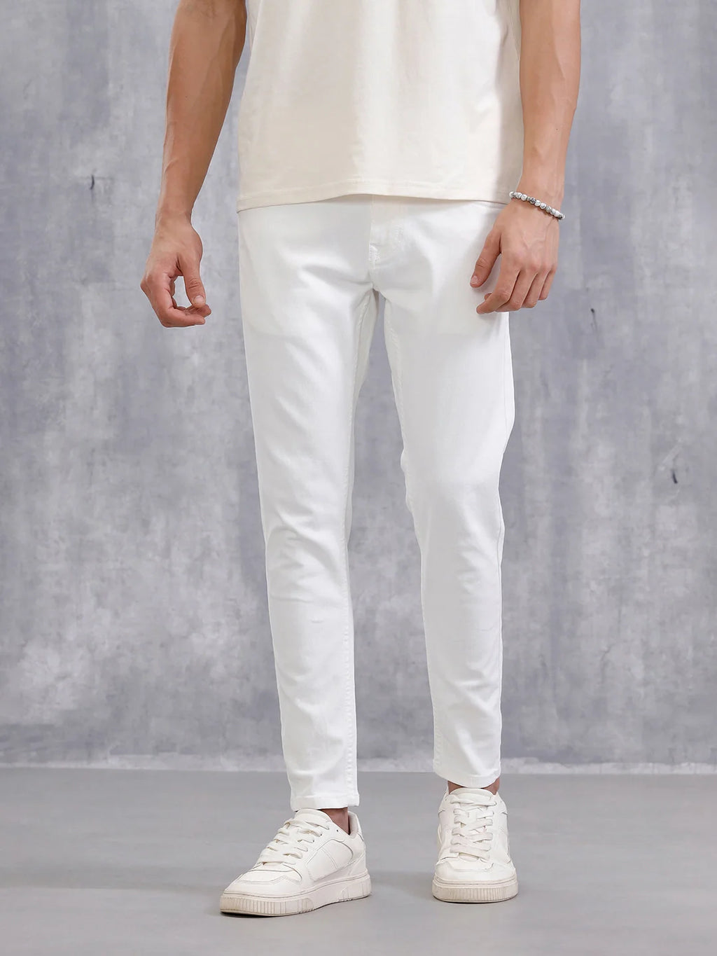 Solid Skinny Crop Jeans | White