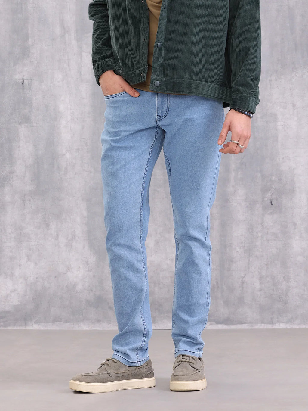 Solid Slim Tapered Jeans | Blue