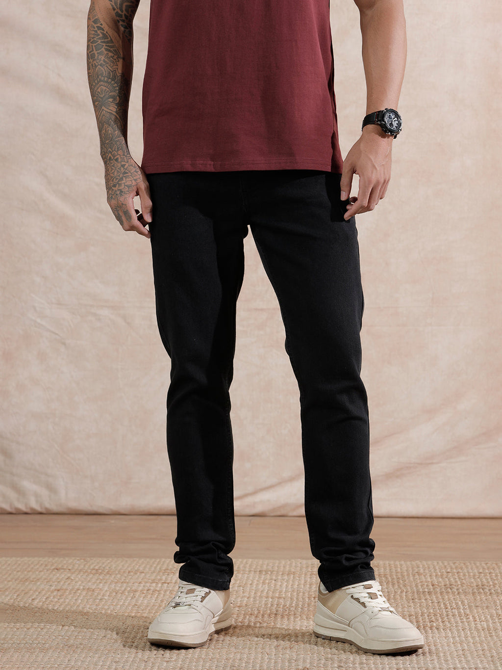 Solid Skinny Fit Jeans | Black