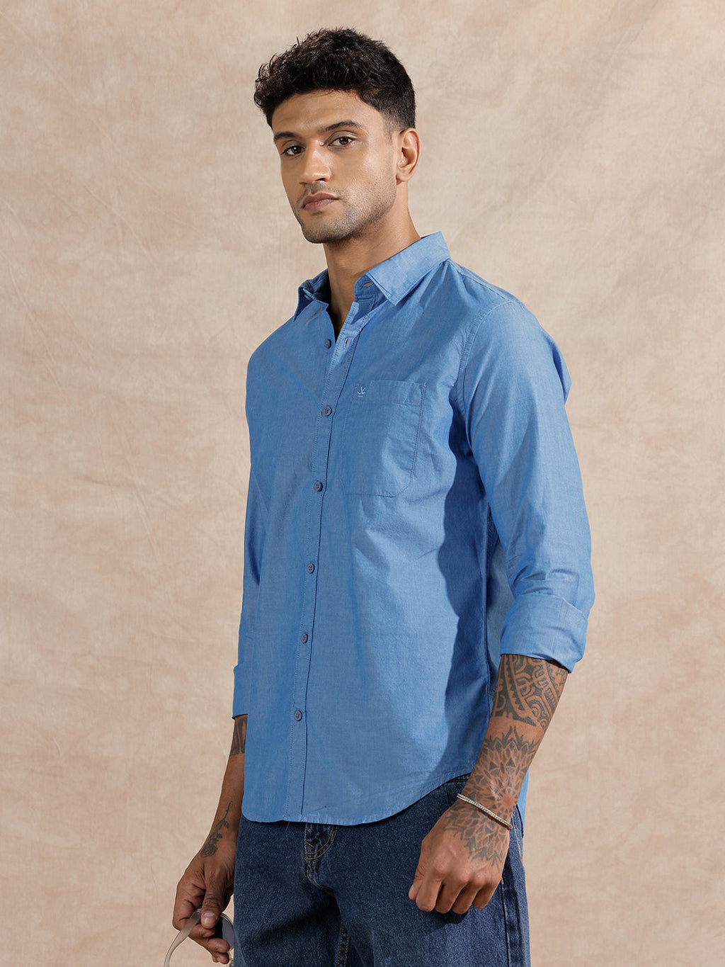 Solid Chambray Comfort Fit Shirt | Blue