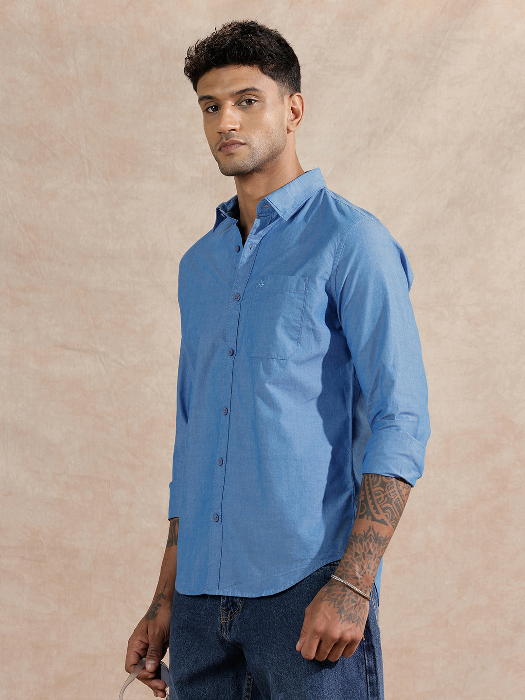 Solid Chambray Comfort Fit Shirt | Blue