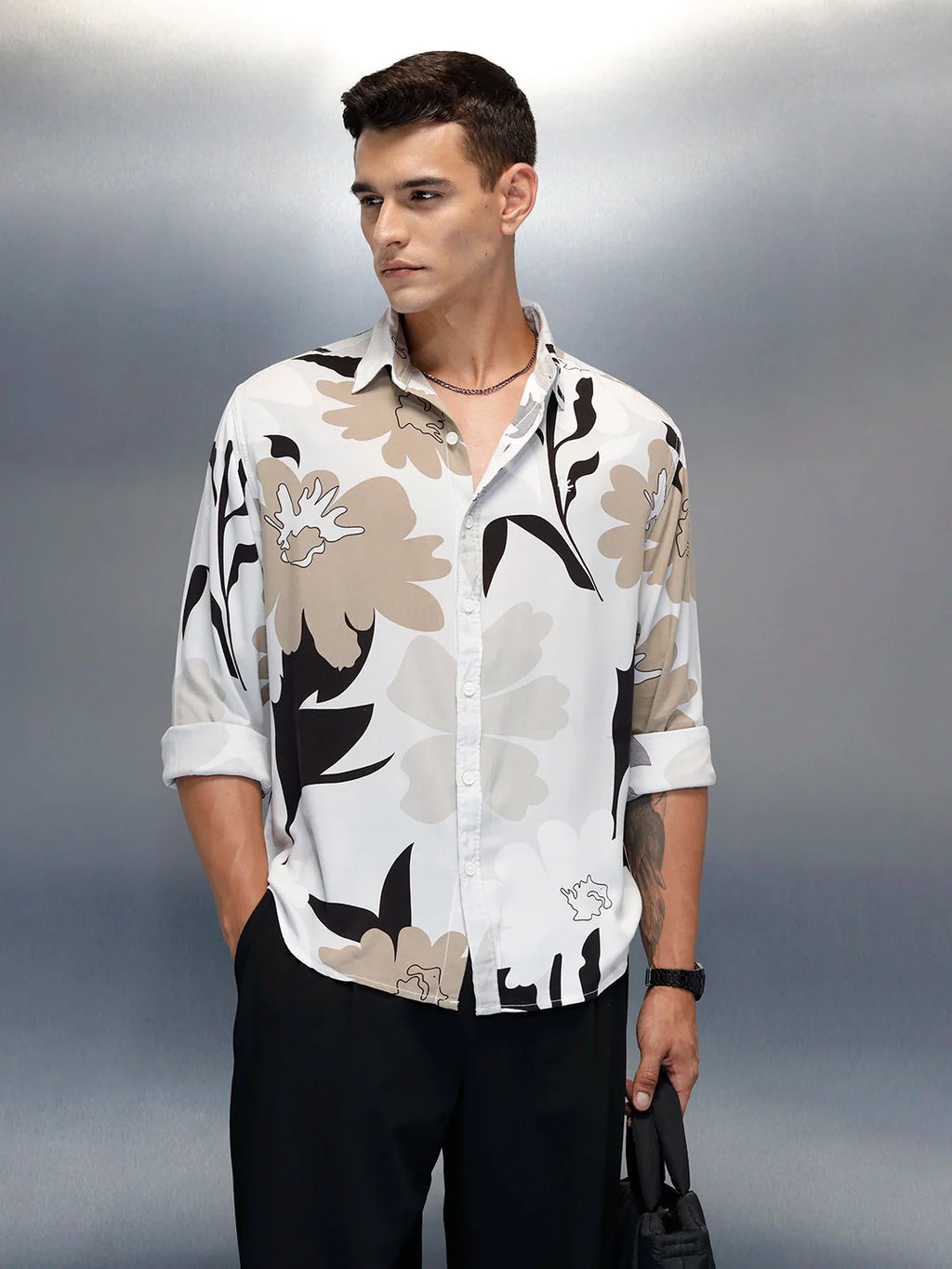 Floral Printed Comfort Fit Casual Shirt | Off White