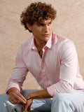 Solid Stretch Cotton Blend Shirt | Pink