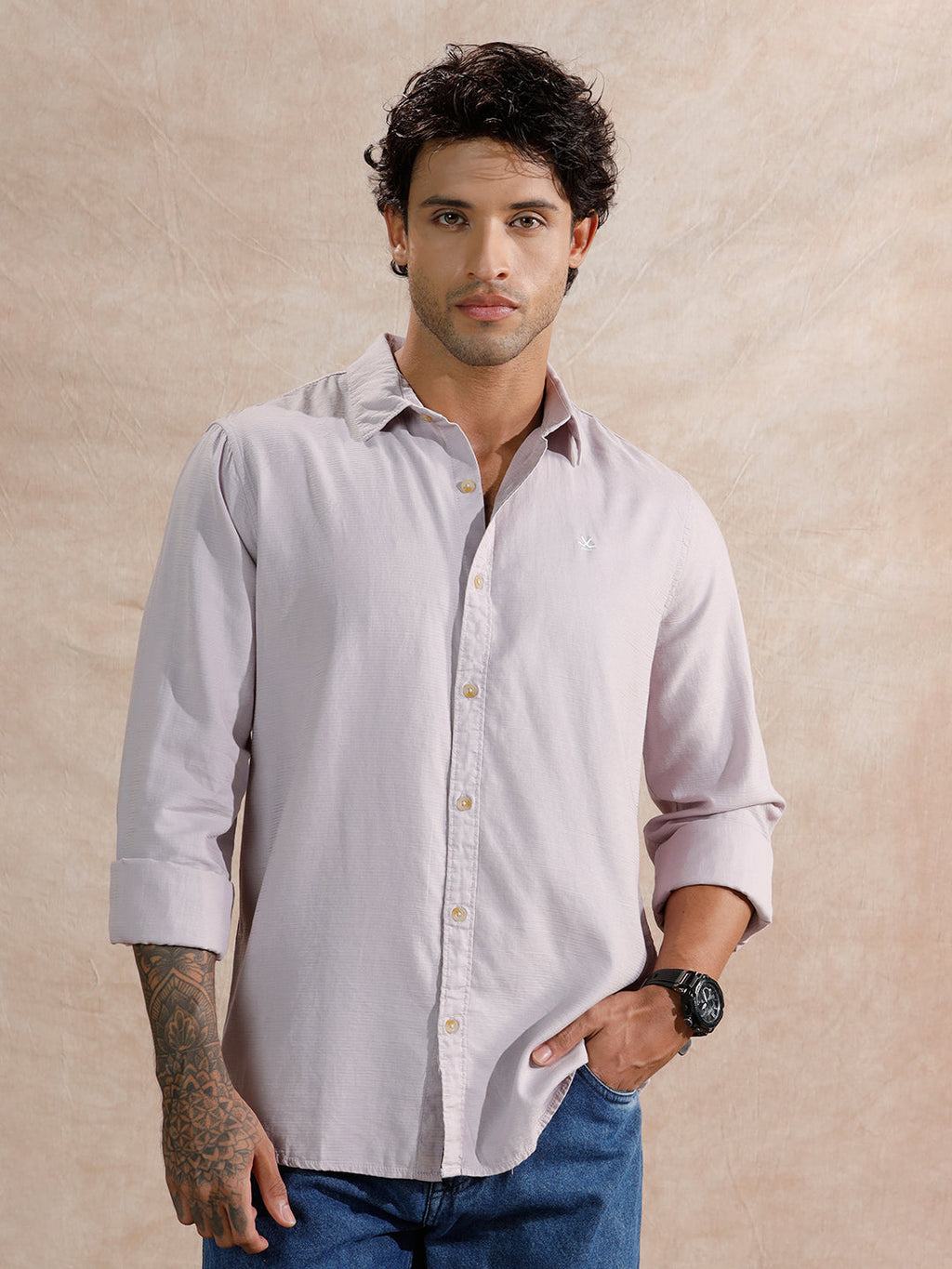 Textured Regular Fit T-Shirt | Purple