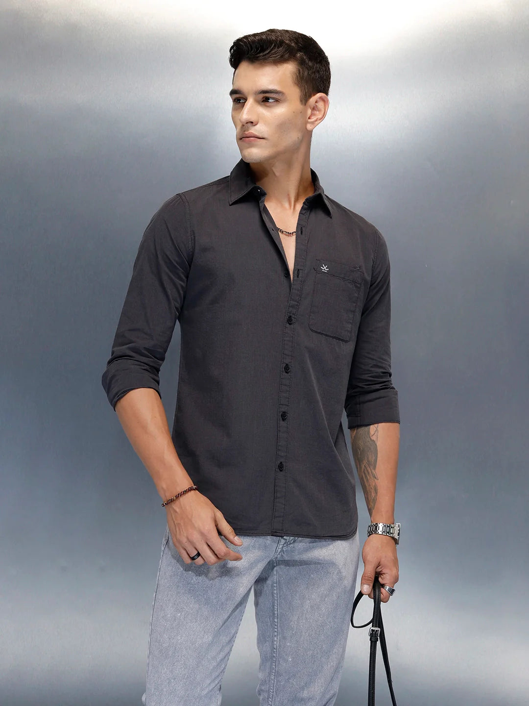 Men's Casual Slim Fit Shirt | Grey