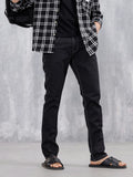 Men's Casual Jeans With Contrast Thread Detail | Black
