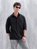 Textured Men Casual Oversized Fit Shirt | Black