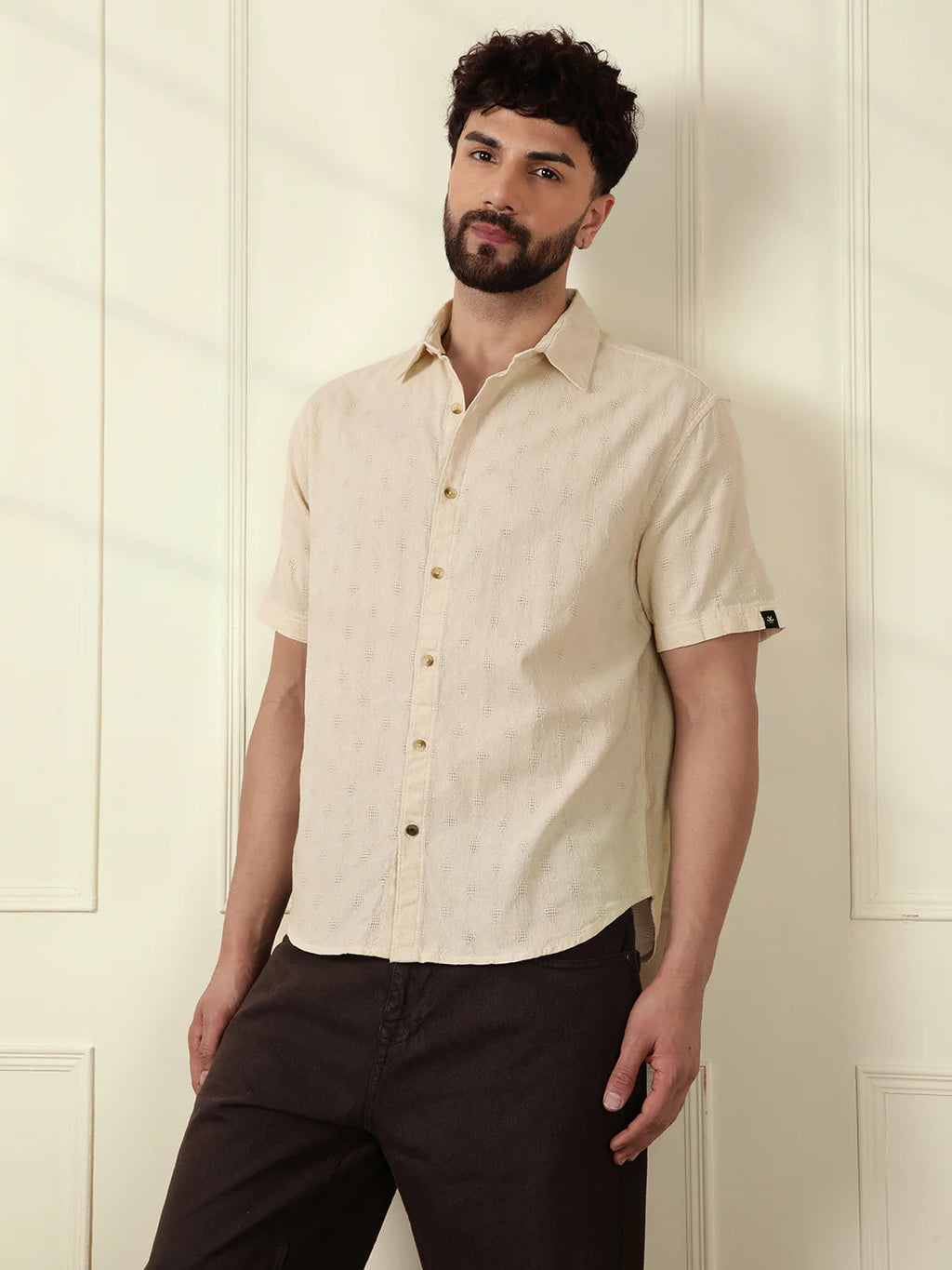 Textured Short Sleeve Shirt | Off White