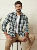Checked Cotton Oxford Shirt | Green