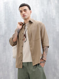 Wrogn Comfort Fit Self Textured Shirt | Khaki