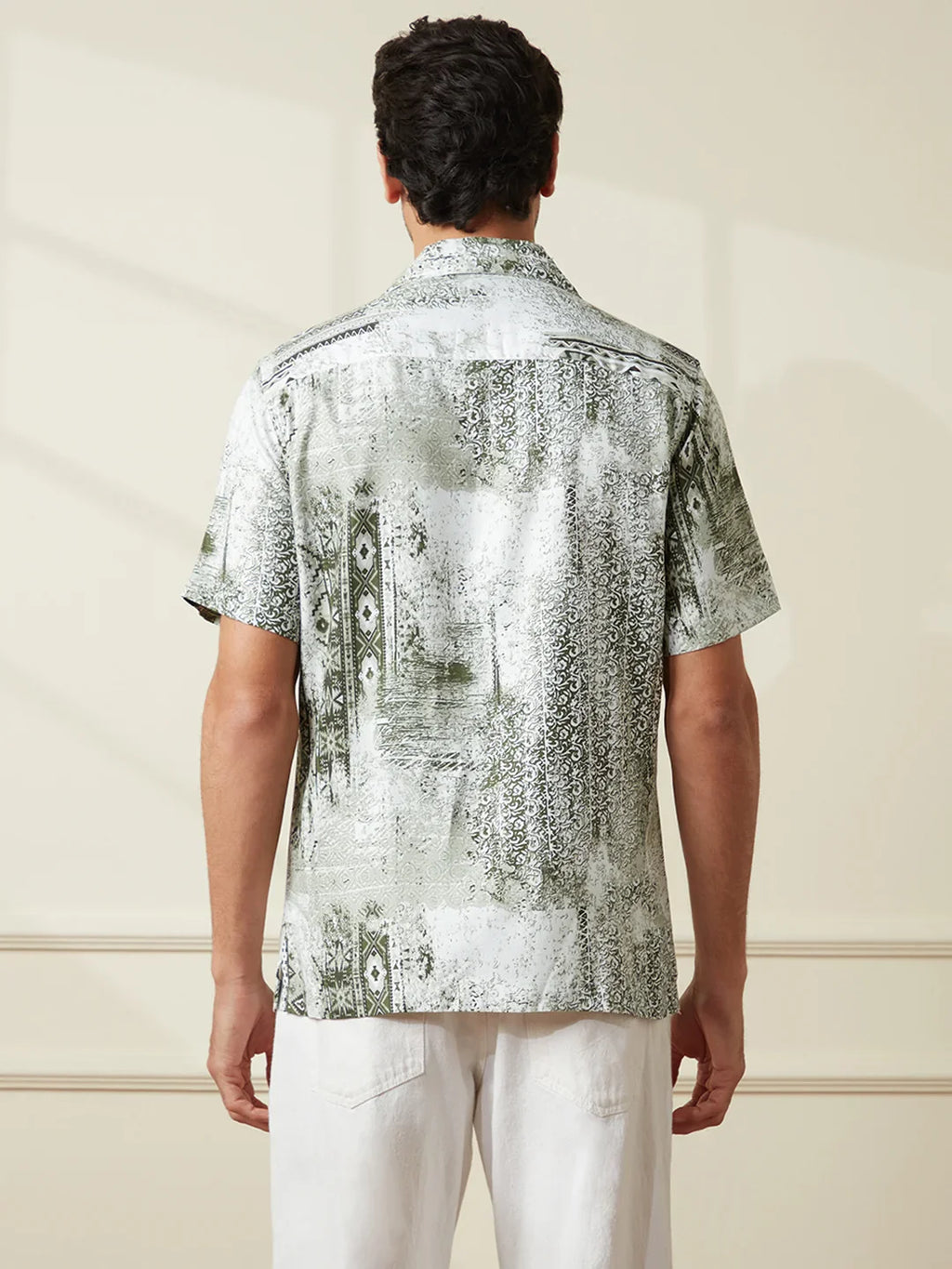 AOP Fluid Light Weight Viscose Shirt | Green
