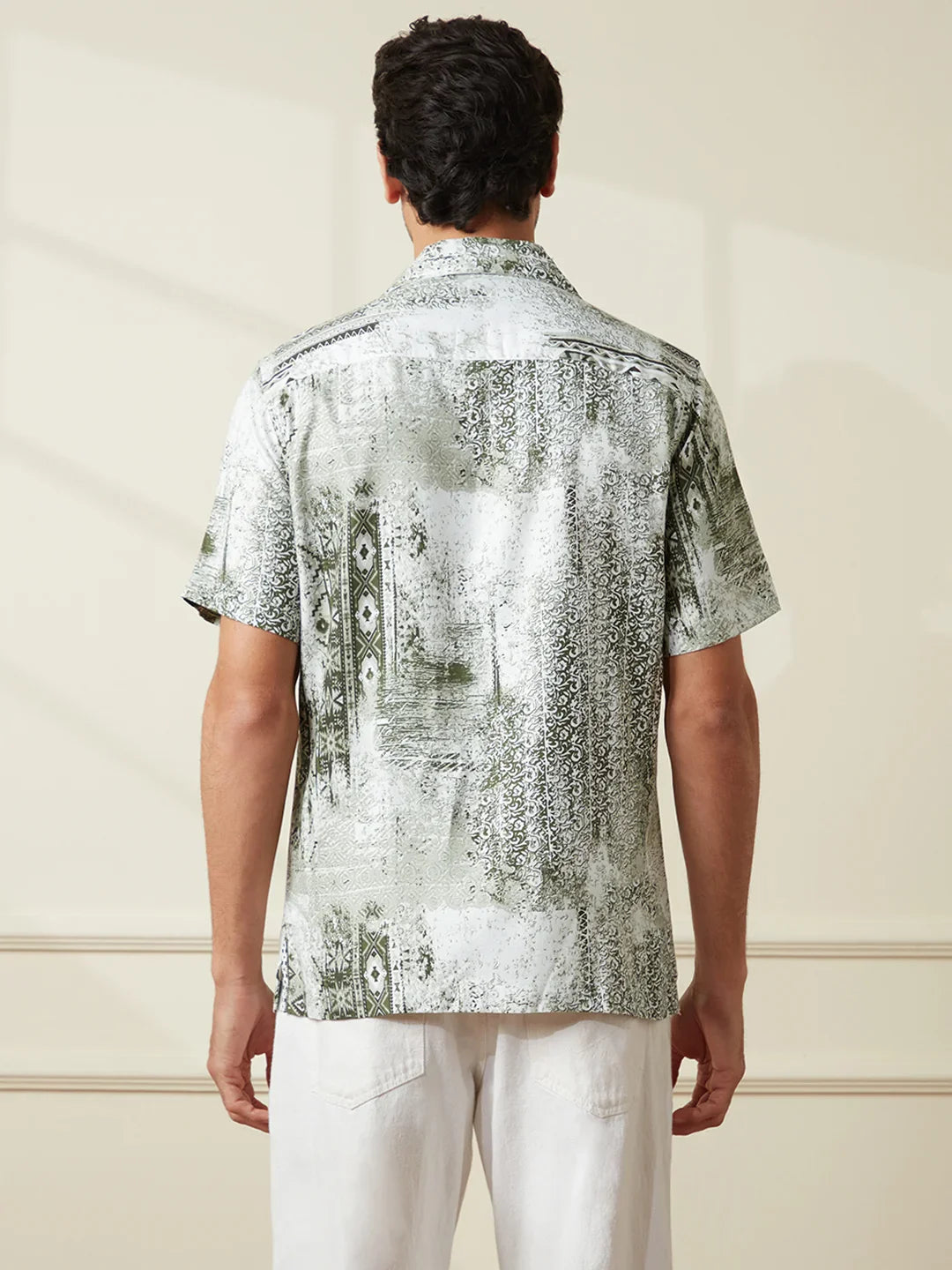 AOP Fluid Light Weight Viscose Shirt | Green