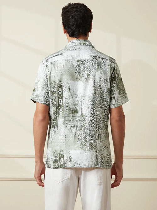 AOP Fluid Light Weight Viscose Shirt | Green