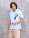 Placement Printed Resort Collar Shirt | Blue