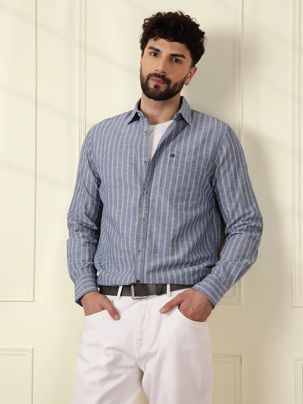 Chambray Striped Classic Shirt | Blue
