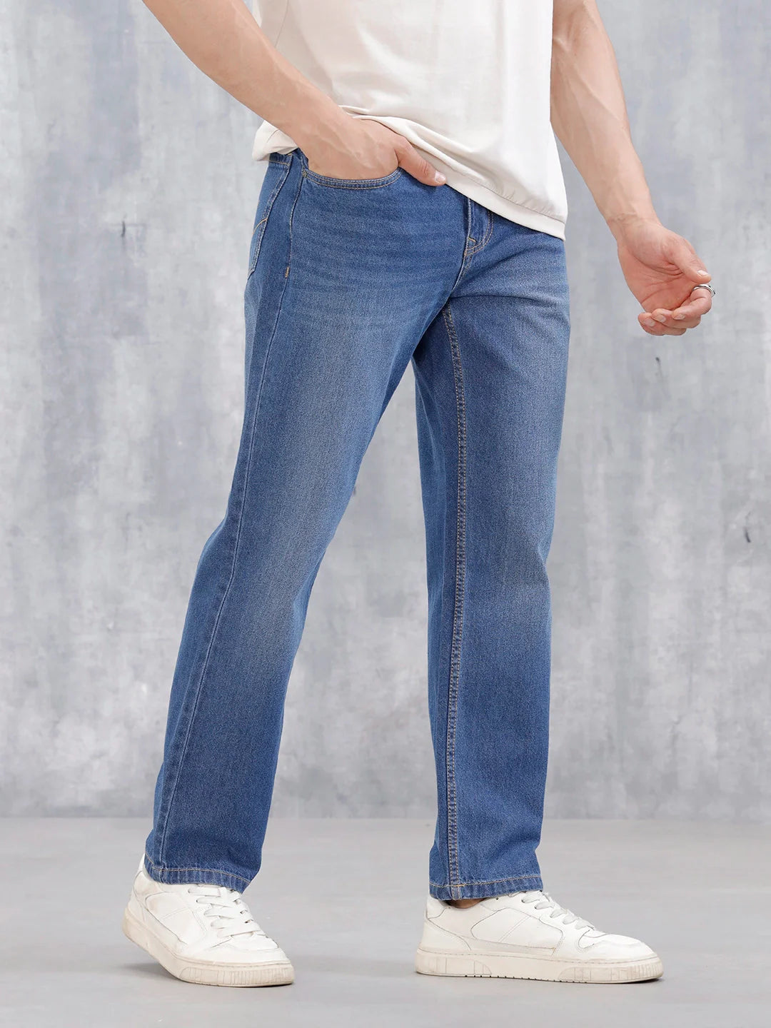 Men's Casual Anti Fit Jeans | Med Stone