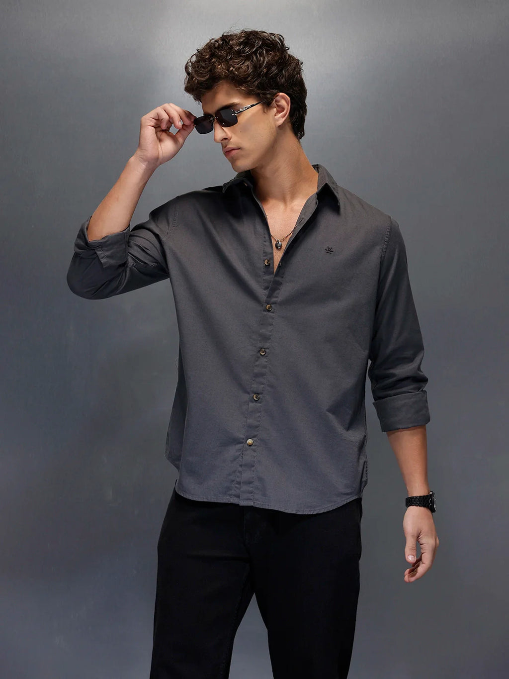 Men's Slim Fit Casual Shirt  |  Dark Grey