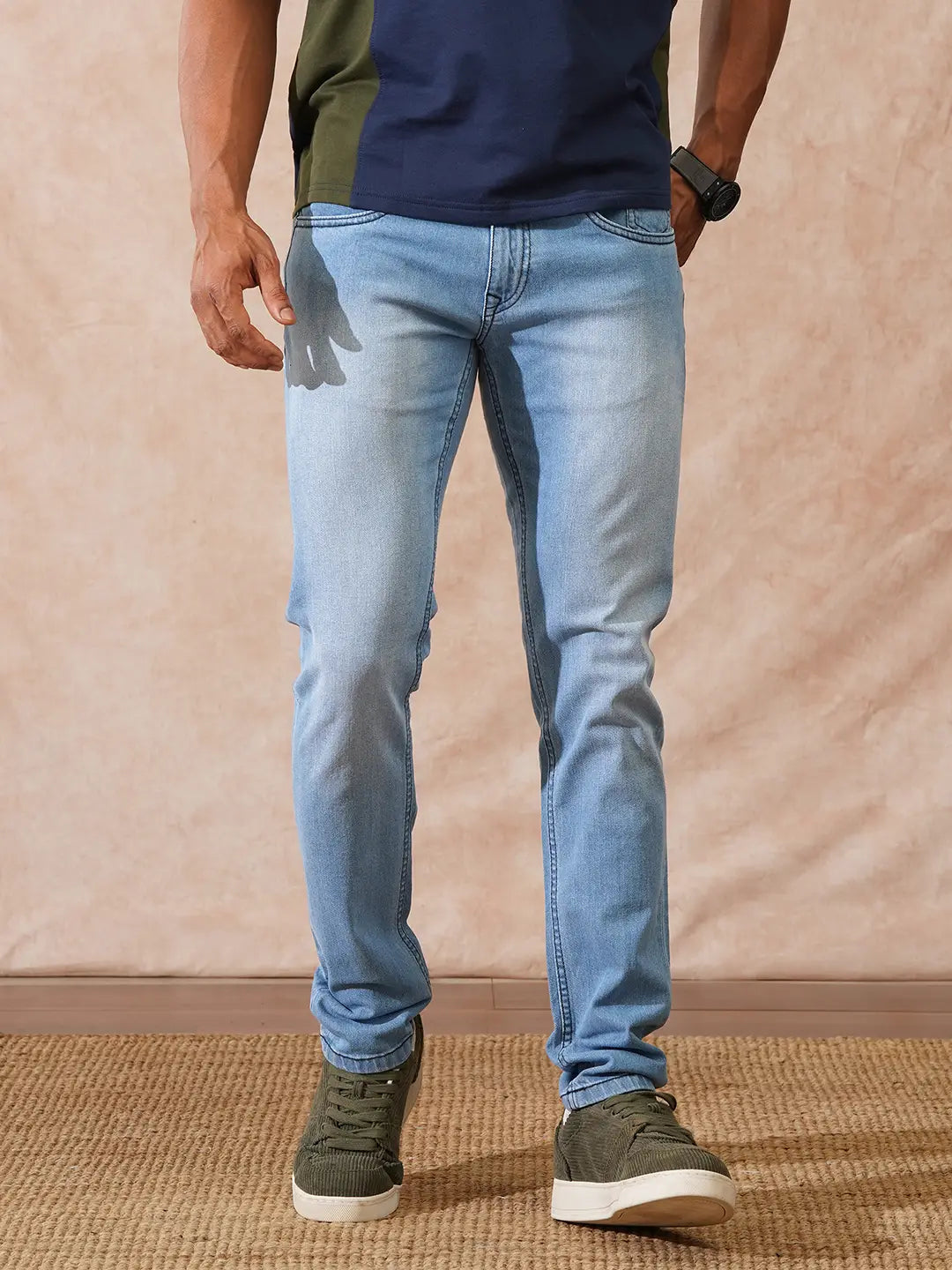 Heavy Fade Skinny Crop Jeans | Light Blue