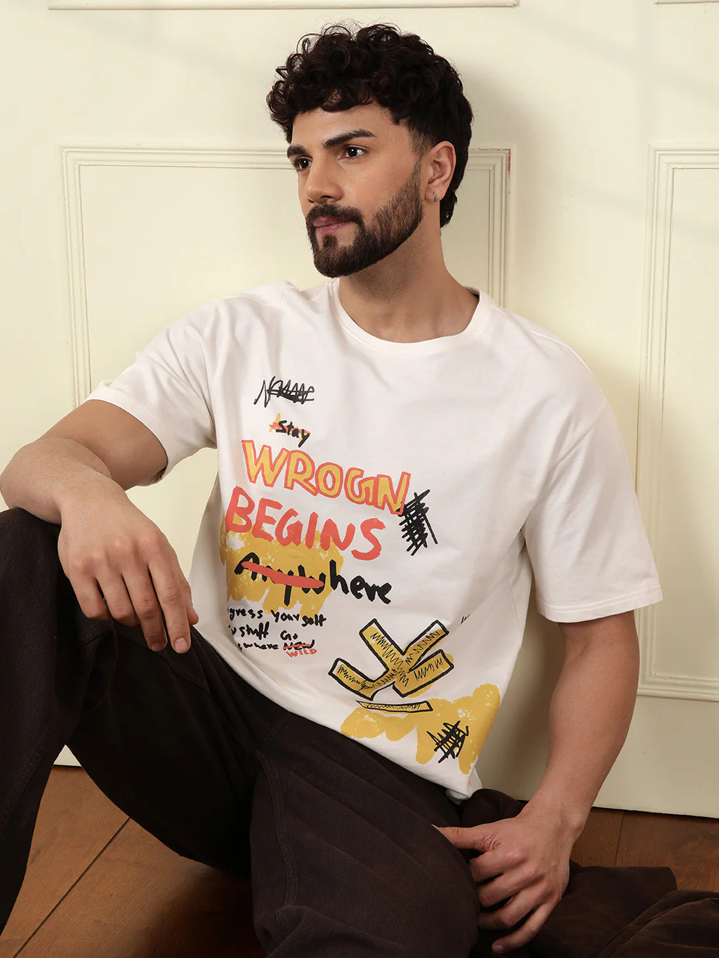 Heavy GSM Placement Printed T-Shirt | Off White