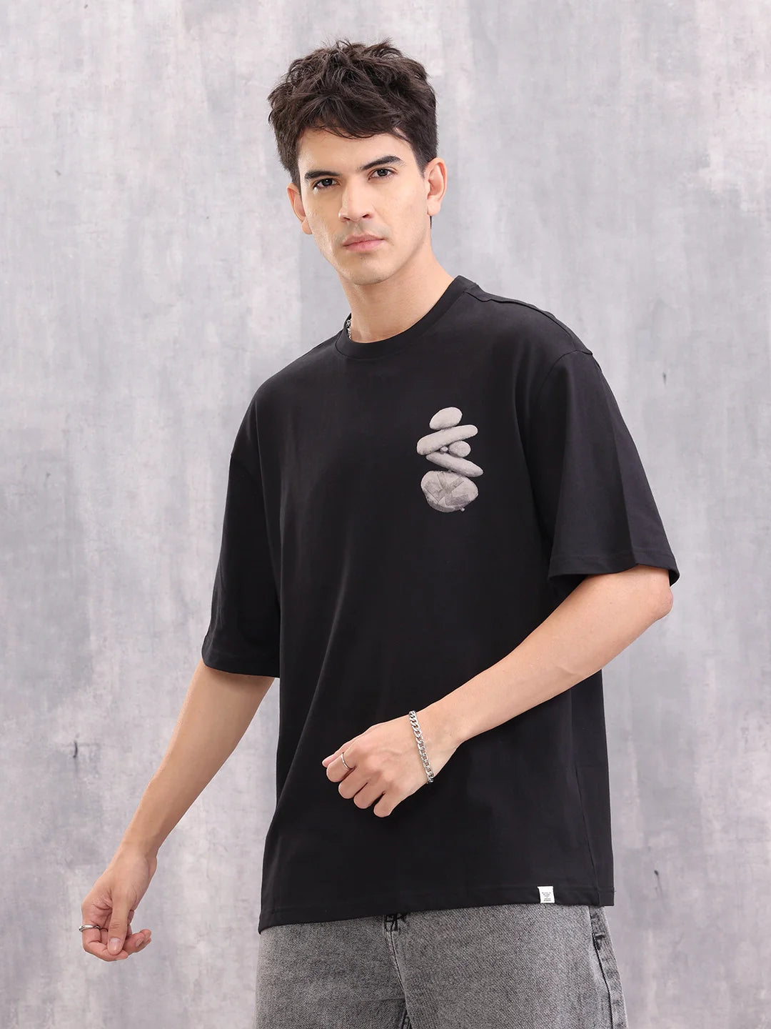 Casual Oversized Fit Tshirt With Back Print | Black