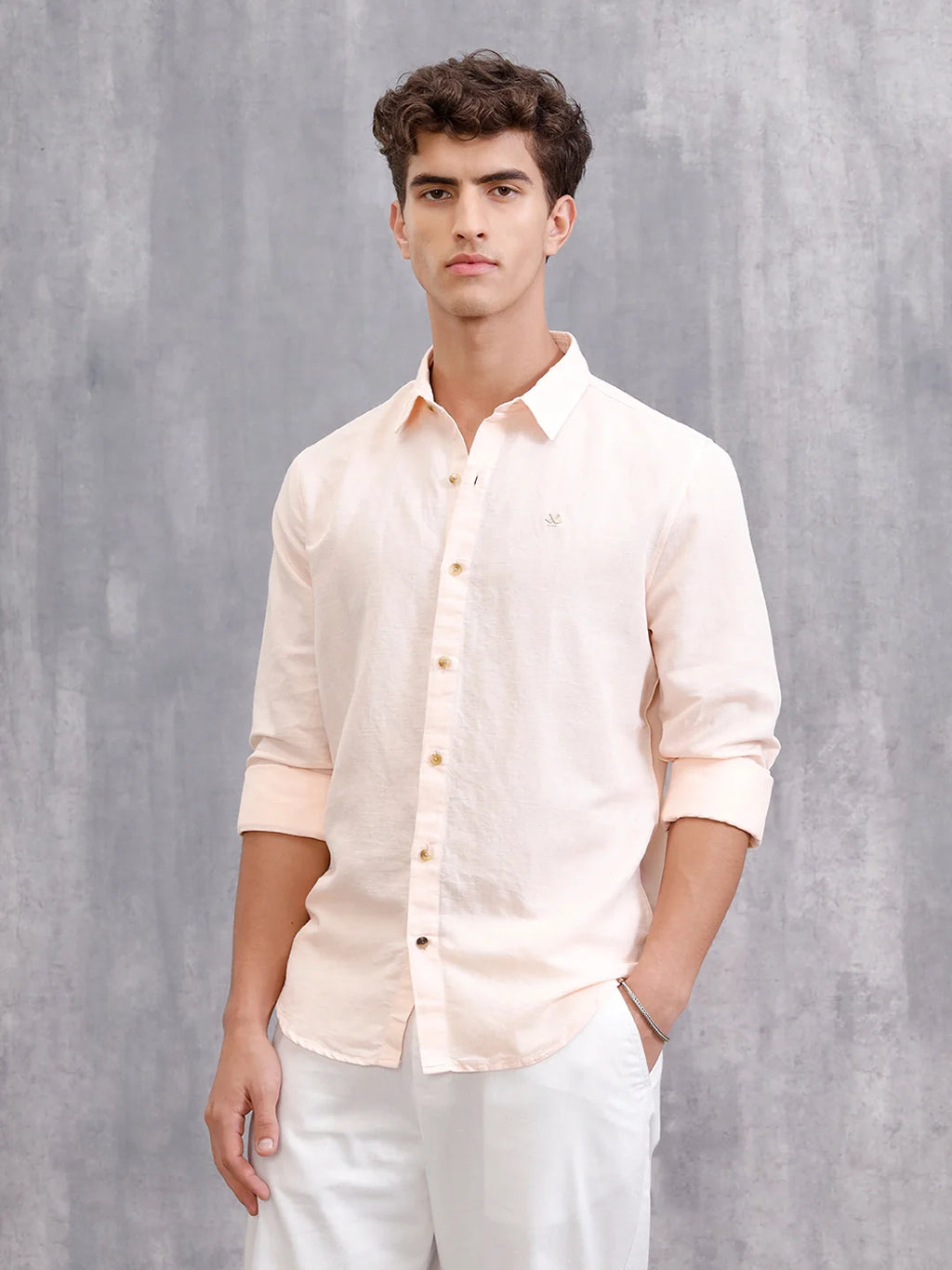 Solid Pure Cotton Shirt | Beige