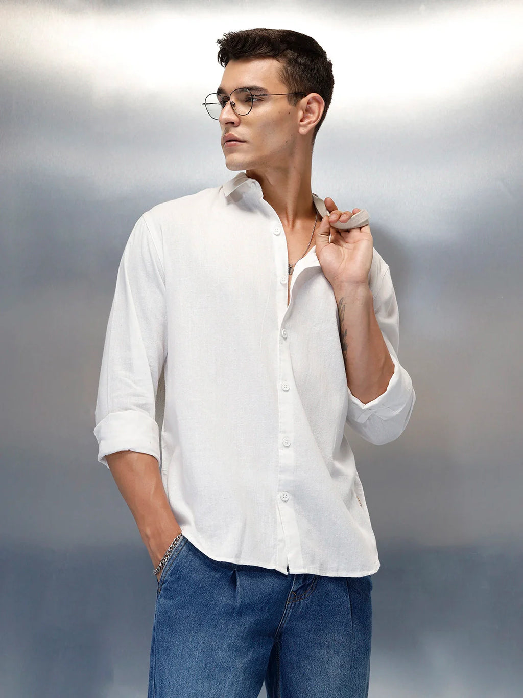 Men's Casual Regular Fit Shirt | Off White