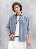 All-Over Abstract Print Casual Slim Fit Shirt | Blue
