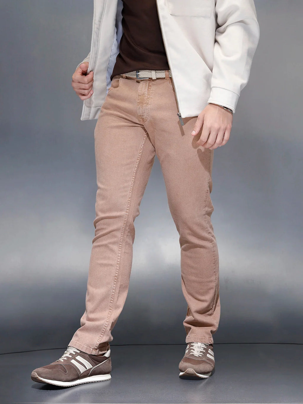 Men's Casual Straight Fit Denim Trousers  | Khaki