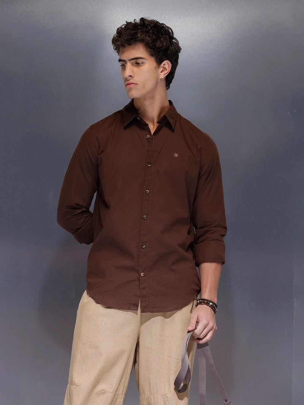 Men's Slim Fit Casual Shirt  |  Brown