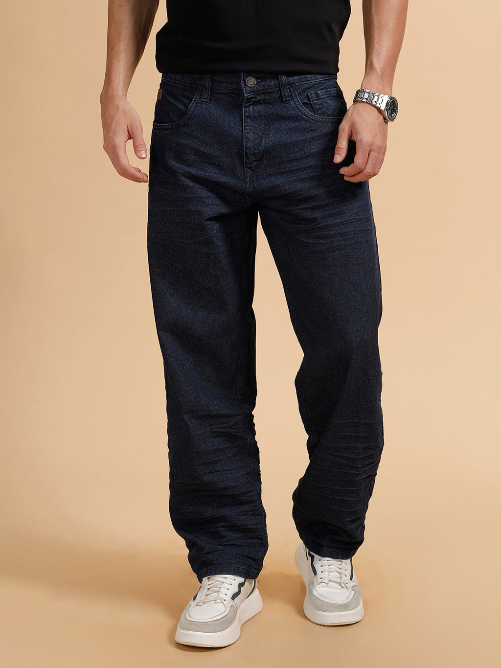 Light Fade Loose Fit Jeans | Dark Blue
